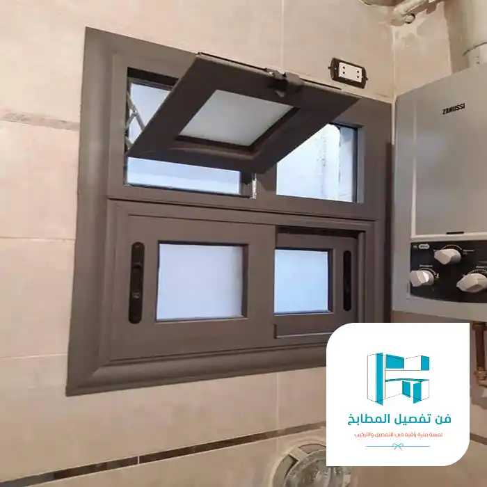 شباك المنيوم قلاب بالون رصاصي جميل